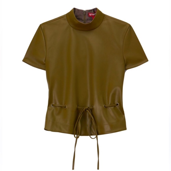 Staud Faux Leather Peplum Top. Sz 4 - Picture 2 of 3